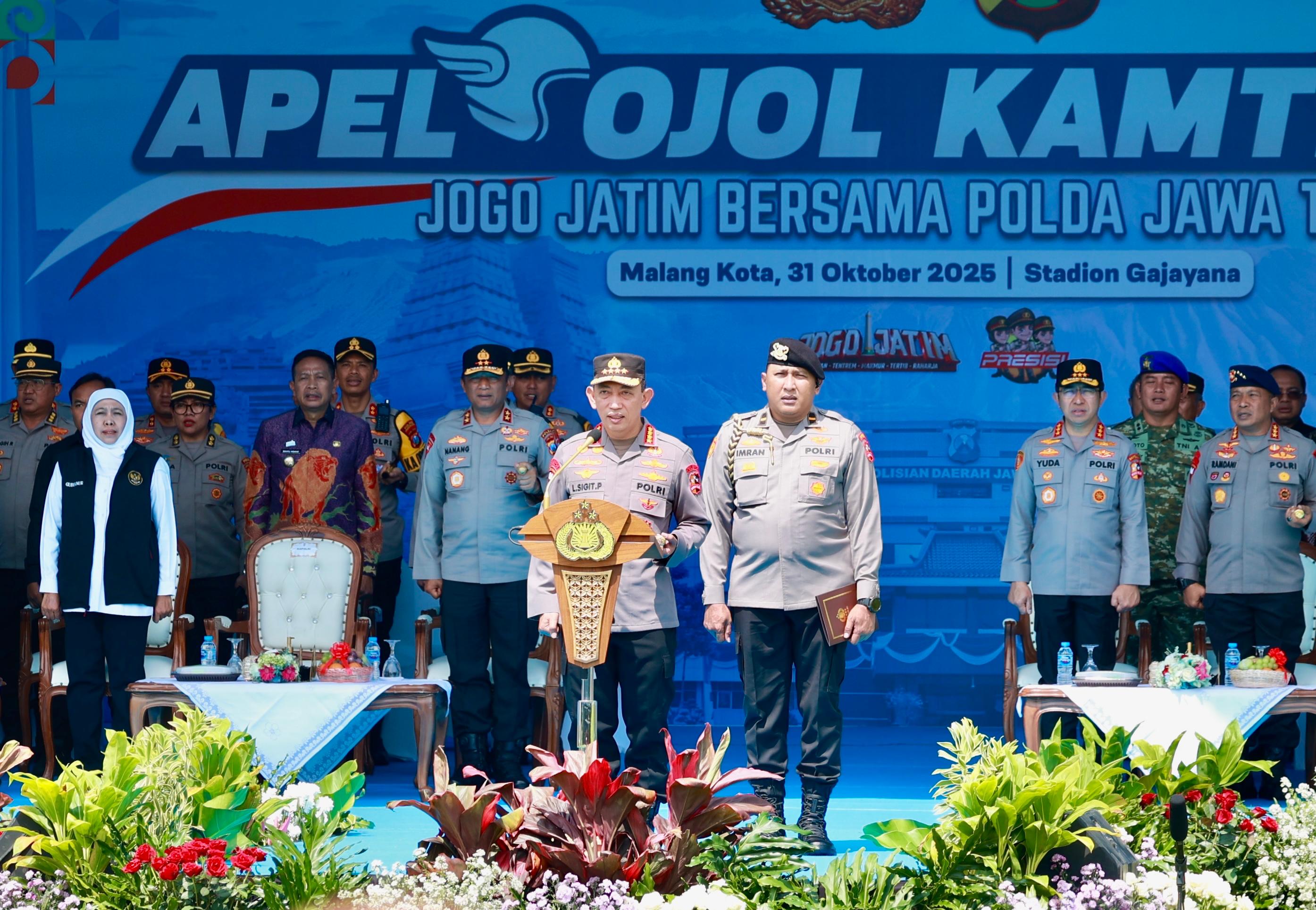 Kapolri Apresiasi Sinergi Polda Jatim dan Komunitas Ojol dalam Apel Kamtibmas “Jogo Jatim